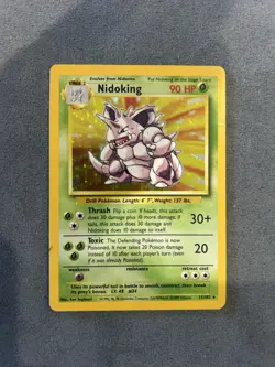 Pokemon TCG Nidoking Base Set Holo Unlimited Holo Rare Card 11/102 LP - Image 1