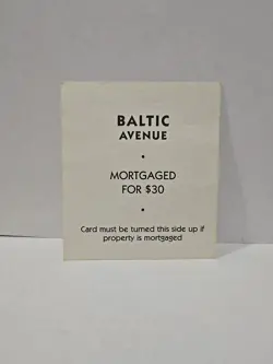 1996 Monopoly Baltic Ave. Replacement Deed Card - Image 2