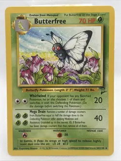 BUTTERFREE - 34/130 - Base Set 2 - Pokemon Card - Fast Shipping-LP/NM!! - Image 1