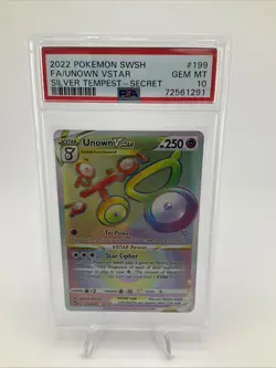 2022 POKEMON SWORD & SHIELD SILVER TEMPEST SECRET FULL ART/UNOWN VSTAR PSA 10 - Image 1