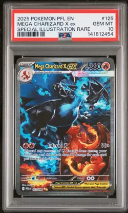 2025 POKEMON PFL EN-PHANTASMAL FLAMES #125 MEGA CHARIZARD X EX PSA 10 - Image 1