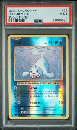 2016 POKEMON XY EVOLUTIONS #28 SEEL-REVERSE FOIL PSA 9 - Image 1