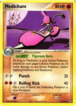 Pokemon TCG Medicham 34/108 EX Power Keepers Uncommon MP - Image 1