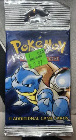 Pokemon BASE SET (Blastoise) SEALED HANGER/LONG CRIMP Booster Pack WOTC - Image 1