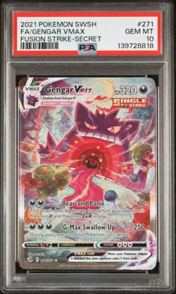 2021 POKEMON SWORD & SHIELD FUSION STRIKE SECRET FULL ART/GENGAR VMAX PSA 10 - Image 1