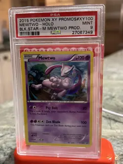 2015 POKEMON XY BLACK STAR PROMOS MEGA MEWTWO PRODUCTS #XY100 MEWTWO-HOLO PSA 9 - Image 1