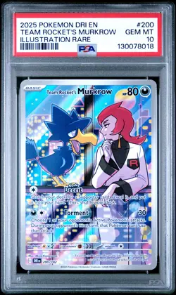 2025 Pokemon Destined Rivals #200 Team Rocket's Murkrow PSA 10 - Image 1