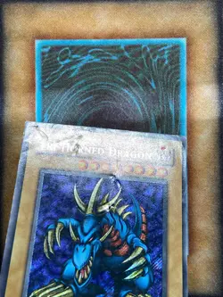 Yugioh Tri-Horned Dragon LOB-000 Secret Rare 1st Ed GLOSSY PRINT DAMAGED - Image 3