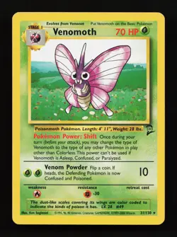 Venomoth 31/130 Non Holo Rare Base Set 2 Pokemon Card - Image 1