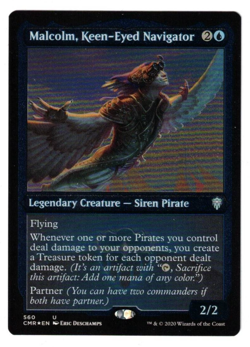 MTGMALCOLM, KEEN-EYED NAVIGATOR COMMANDER LEGENDS ETCHED FOIL BLUE NM PARTNER - Image 1