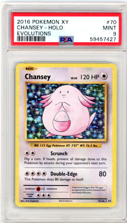 Pokemon Chansey Holo PSA 9 Mint Evolutions XY 2016 TCG Card #70/108 - Image 1