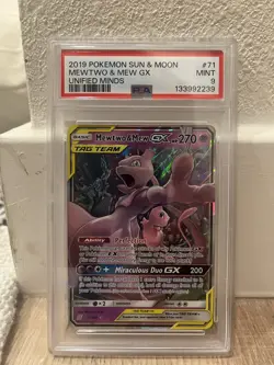 Pokemon TCG Unified Minds Mewtwo & Mew GX 071/236 PSA 9 - Image 1
