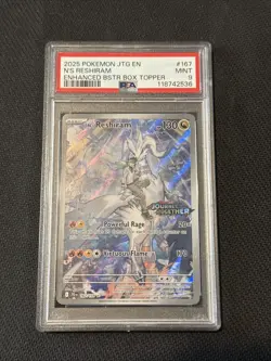 Pokemon 2025 Journey Together N's Reshiram Box Topper Stamped Promo #167 PSA 9 - Image 1