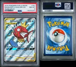 2019 POKEMON SUN & MOON TEAM UP #161 FULL ART/MAGIKARP & WAILORD GX PSA 8 - Image 3