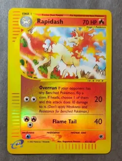Rare, Reverse Holo Pokemon Expedition Set Rapidash 62/165 (English) - Image 1