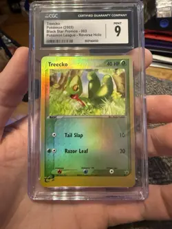 CGC 9 Treecko Reverse Holo #003 Black Star Promo Pokemon League 2003 *scuffs* - Image 1