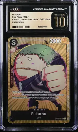 CGC 10 Pristine Fukurou OP03-088 Uncommon One piece 2024 Bandai Games Fest 23-24 - Image 1