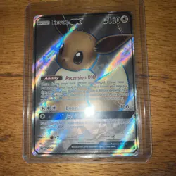 Pokemon TCG Eevee GX SM242 Full Art Holo Card with Sleeve, And Card Case - Image 3