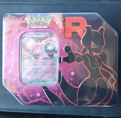Destined Rivals Tin Team Rocket’s Mewtwo Sealed Collector Tin Pokemon TCG - Image 1