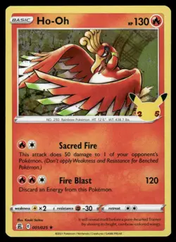 Pokemon Cards Ho-Oh 001/025 Celebrations Rare NM *2 - Image 1