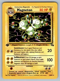 Magneton 1st Edition (26) Rare Fossil Pokemon TCG 26/62 NM - Image 1