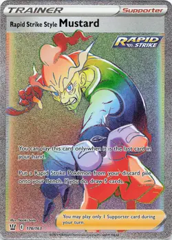 Pokemon Rapid Strike Style Mustard Secret Rare SWSH Battle Styles #176/163 NM - Image 1