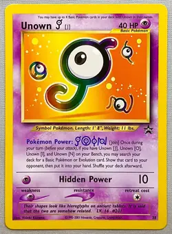 Pokemon Unown J #38 - 2001 Wizards Black Star Promo - NM Condition W/Damage - Image 1