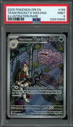 Team Rocket's Weezing Pokemon 2025 Destined Rivals Illustration Rare #199 PSA 9 - Image 1