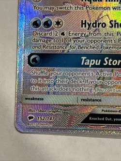 Pokemon TCG Tapu Fini GX Holo Card Burning Shadows 152/147 Secret Rare LP - Image 5
