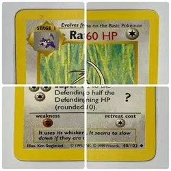 Auth Pokemon Card Raticate 40/102 1st Edition Shadowless English from Japan - Image 3