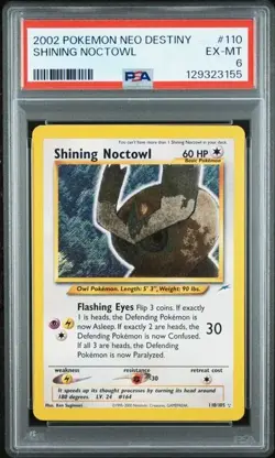 2002 Pokemon Neo Destiny Shining Noctowl #110 PSA 6 - Image 1