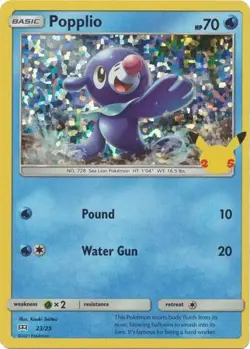 1x Popplio - 23/25 - Holo - McDonald's 25th Anniversary Promo NM-Mint Pokemon Po - Image 1