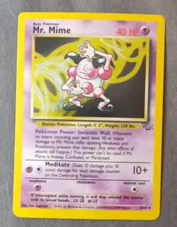 Rare Holographic Pokemon Jungle Set Mr. Mime 6/64 (Unlimited, English) - Image 1