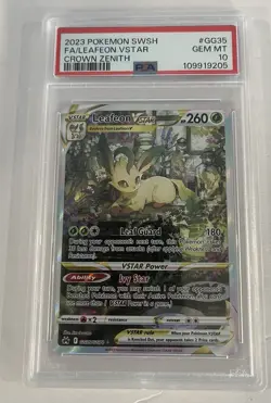 2023 POKEMON SWORD & SHIELD CROWN ZENITH #GG35 FULL ART/LEAFEON VSTAR PSA 10 - Image 1