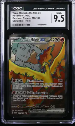 2025 Pokemon Destined Rivals Team Rocket’s Moltres ex 208/182 CGC 9.5 Mint+ - Image 2