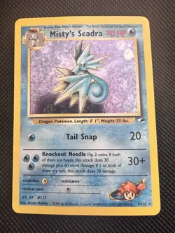 Pokemon Misty's Seadra 9/132 WotC Gym Heroes Holo Rare MP - Image 1