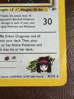 Erika's Dragonair 4/132 Gym Heroes Holo 2000 Pokemon - Image 5