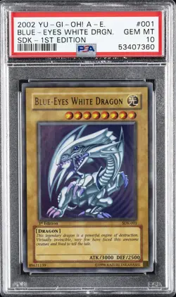 2002 YU-GI-OH! STARTER DECK: KAIBA #001 BLUE-EYES WHITE DRAGON PSA 10 - Image 1