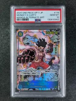 2025 One Piece MANGA MONKEY D.LUFFY OP11-118 Alt. Art Secret Rare JPN PSA 10 - Image 1