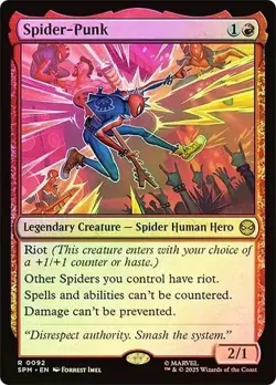 Spider-Punk 92 Rare Foil Marvel's Spider-Man MTG Mint NM - Image 1