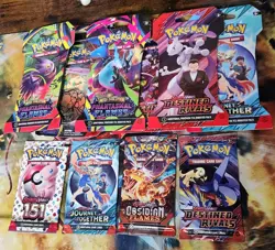 Sealed Pokemon TCG 10 Pack Lot 151 DESTINED RIVALS PHANTASMAL FLAMES OBSIDIAN FL - Image 1