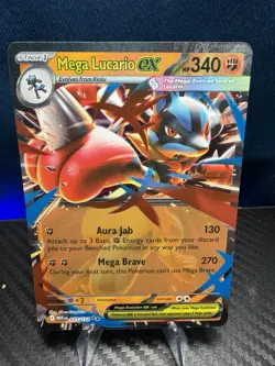 Mega Lucario ex 077/132 Me01: Mega Evolution Holo Pokemon TCG NM - Image 1