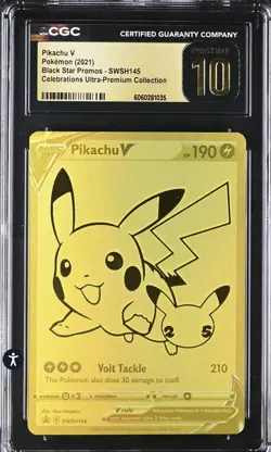 2021 POKEMON SWSH BLACK STAR PROMO #145 FULL ART/PIKACHU V CGC Pristine 10 - Image 1