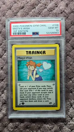 2000 Pokemon PSA 10 1st Edition Gym Challenge Misty's Wish #108 - Image 1