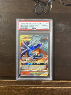 2019 POKEMON SUN & MOON UNBROKEN BONDS #20 RESHIRAM & CHARIZARD GX PSA 10 - Image 1