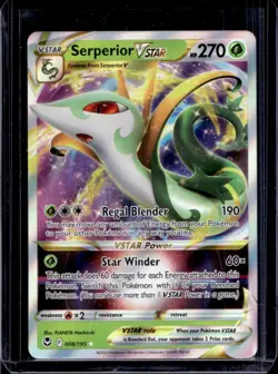 2022 Pokemon SWSH Silver Tempest Serperior VST Holo #008/195 - Image 1