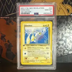 PSA 10 Chinchou 42/64 Neo Revelation 1st Edition 2001 Pokemon - Image 1