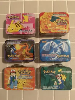 2002 Pokemon SEALED Tins Mini Lunch Box (6) - Bubblegum Charizard Pikachu Lugia - Image 1