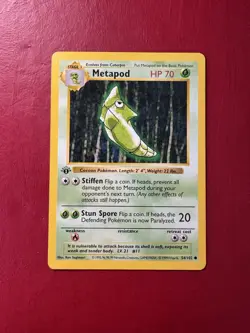 Metapod 54/102 Shadowless 1st Edition Base Set Pokemon Card DMG - Image 1