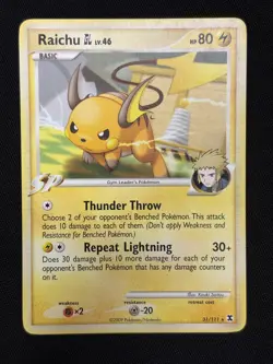 Raichu GL 31/111 Non Holo Rare Rising Rivals Heavily Played Pokemon Card - Image 1
